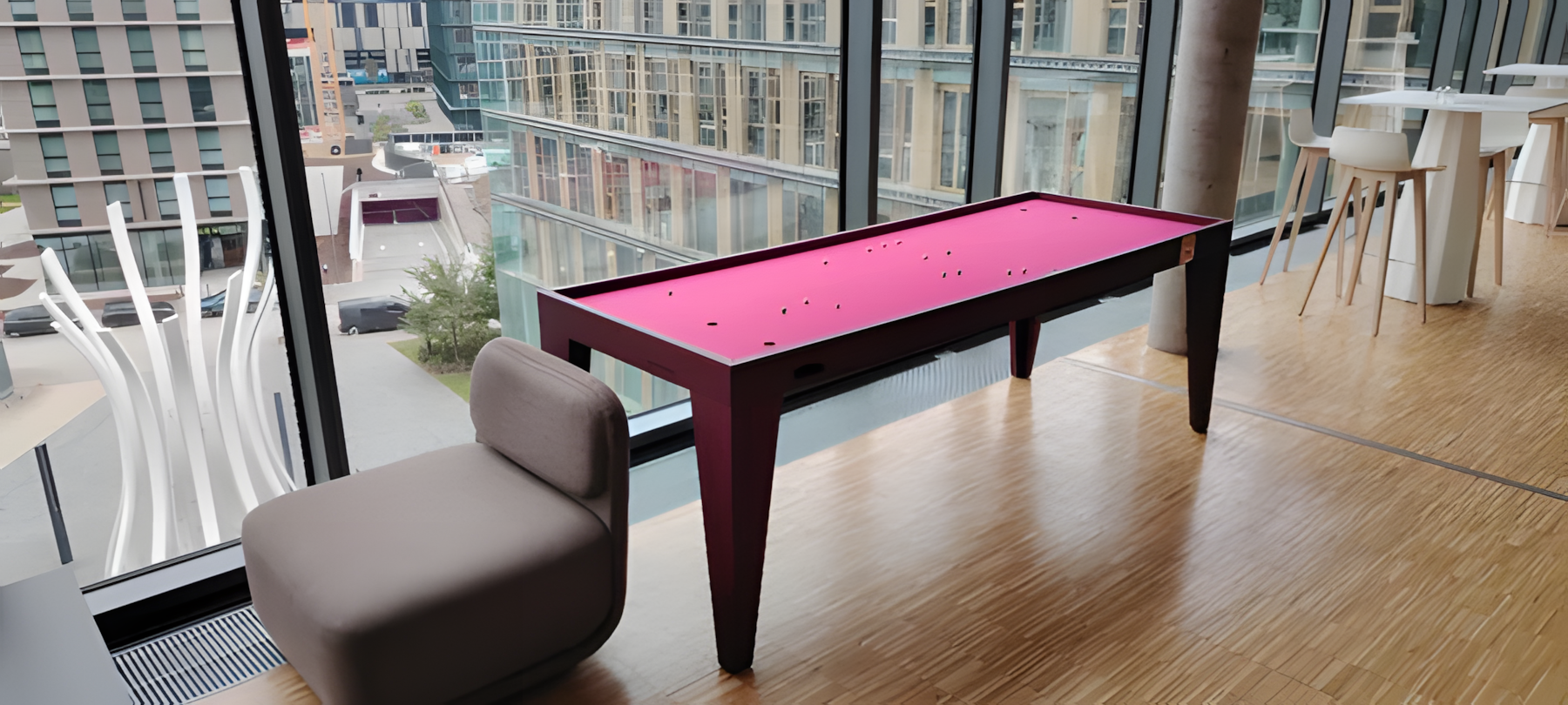 Jeu de billes sur table Golfank, avec tapis de jeu coloré rose